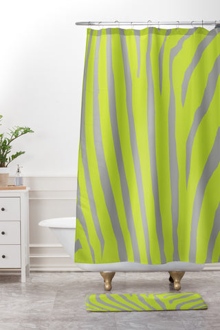 Natalie Baca Zebra Stripes Citrus Shower Curtain And Mat