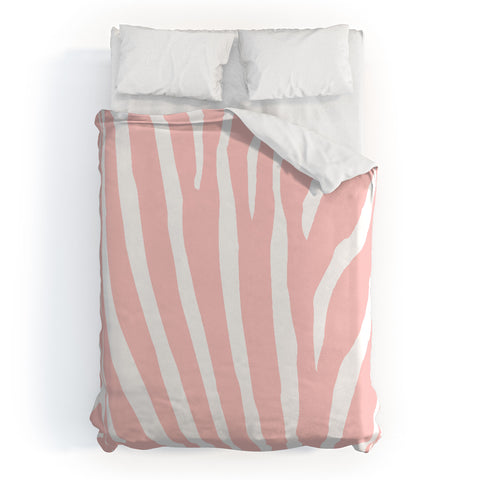 Natalie Baca Zebra Stripes Rose Quartz Duvet Cover