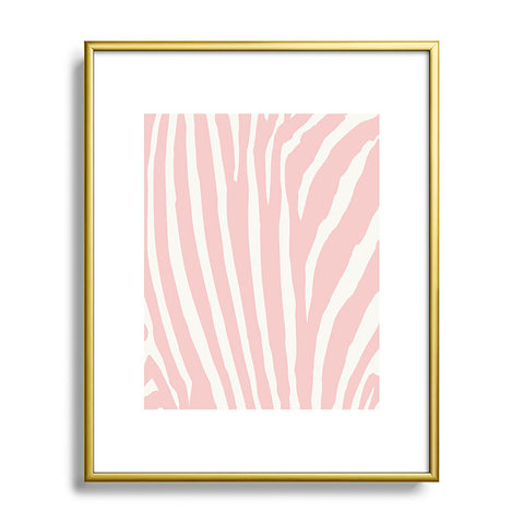 Natalie Baca Zebra Stripes Rose Quartz Metal Framed Art Print