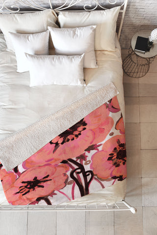 Natasha Wescoat Anemone Pink Fleece Throw Blanket