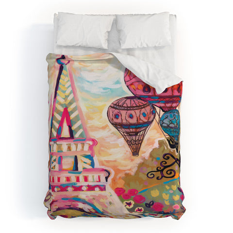 Natasha Wescoat Balloons Sur Paris Duvet Cover