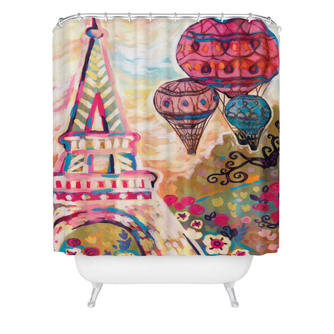 Natasha Wescoat Balloons Sur Paris Shower Curtain