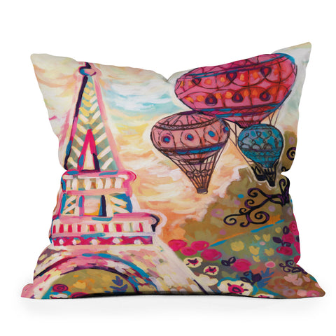 Natasha Wescoat Balloons Sur Paris Throw Pillow