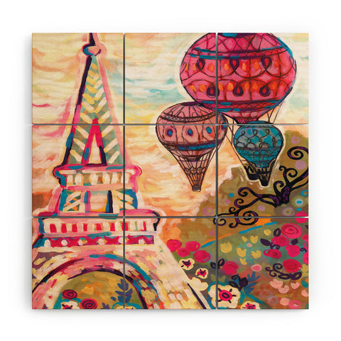 Natasha Wescoat Balloons Sur Paris Wood Wall Mural