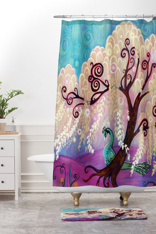Natasha Wescoat Willow White Shower Curtain And Mat