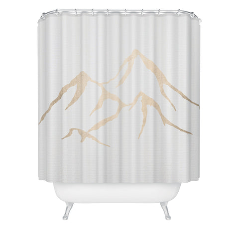 Nature Magick Adventure White Gold Mountains Shower Curtain