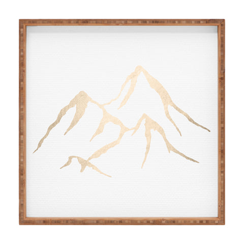 Nature Magick Adventure White Gold Mountains Square Tray