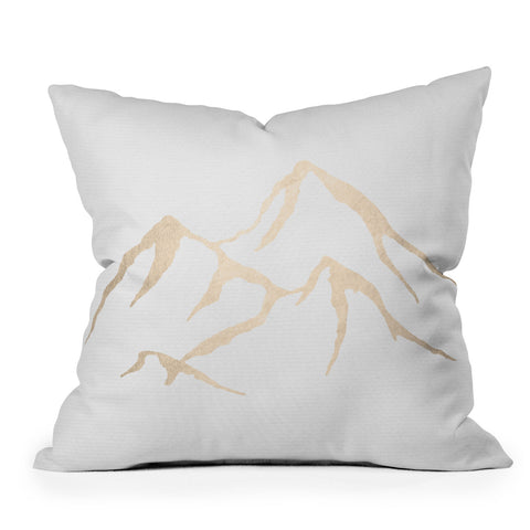 Nature Magick Adventure White Gold Mountains Throw Pillow