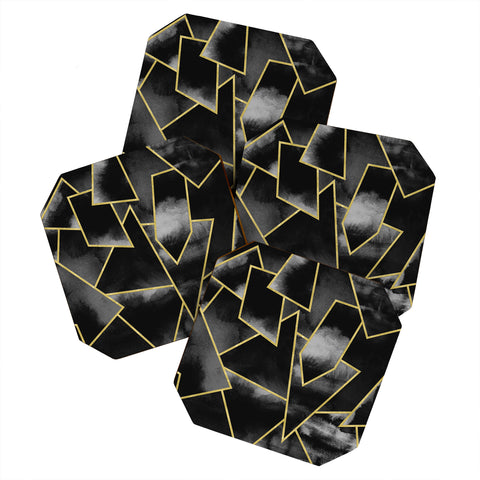 Nature Magick Black and Gold Geometric Coaster Set