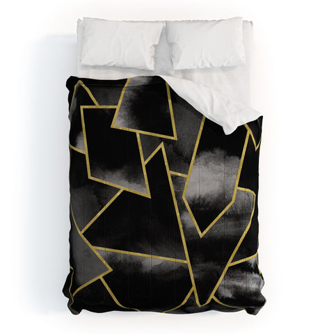 Nature Magick Black and Gold Geometric Comforter