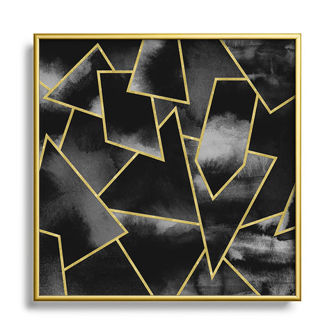 Nature Magick Black and Gold Geometric Metal Square Framed Art Print