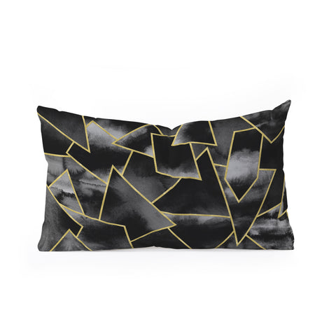 Nature Magick Black and Gold Geometric Oblong Throw Pillow