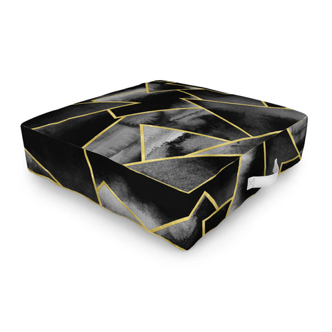 Nature Magick Black and Gold Geometric Outdoor Floor Cushion