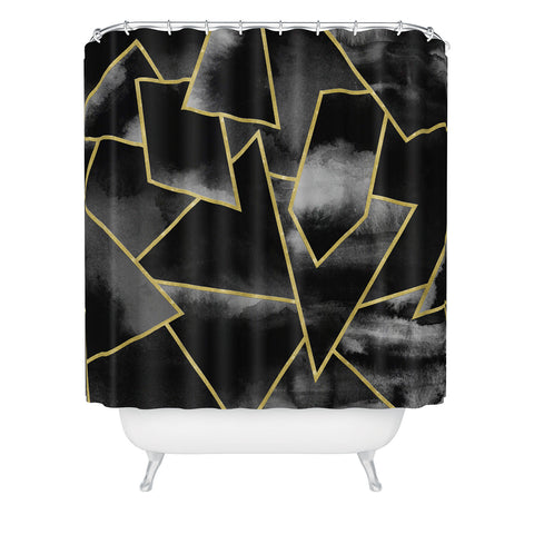Nature Magick Black and Gold Geometric Shower Curtain