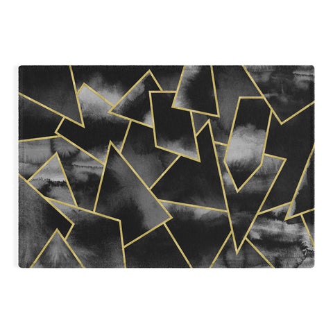 Nature Magick Black and Gold Geometric Outdoor Rug