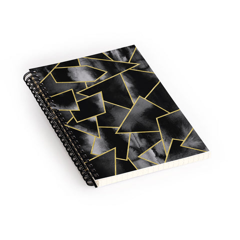 Nature Magick Black and Gold Geometric Spiral Notebook