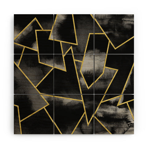 Nature Magick Black and Gold Geometric Wood Wall Mural