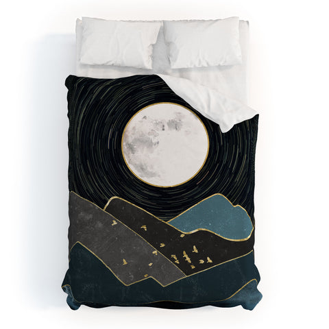 Nature Magick Blue Marble Mountains Moon Duvet Cover