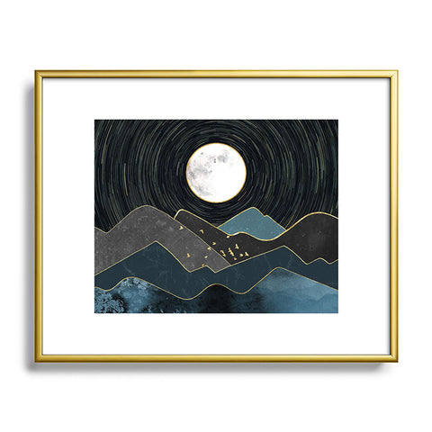 Nature Magick Blue Marble Mountains Moon Metal Framed Art Print