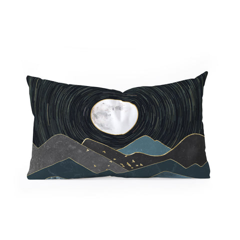Nature Magick Blue Marble Mountains Moon Oblong Throw Pillow