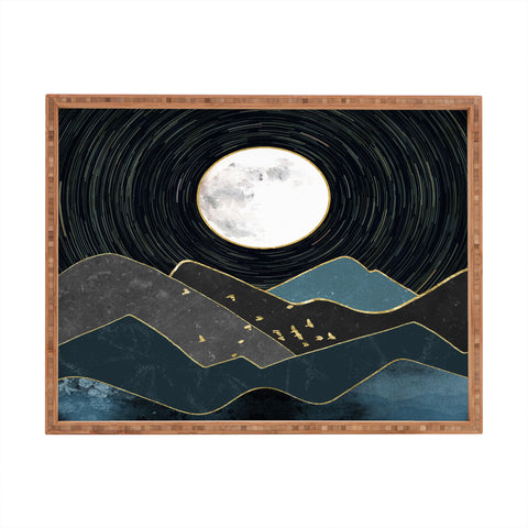 Nature Magick Blue Marble Mountains Moon Rectangular Tray