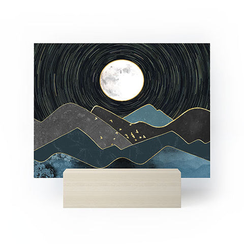 Nature Magick Blue Marble Mountains Moon Mini Art Print