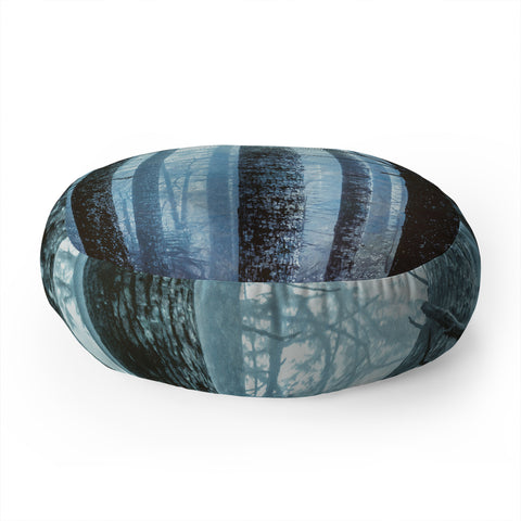 Nature Magick Blue Wanderlust Forest Fog Floor Pillow Round