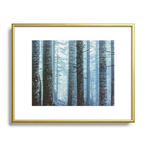 Nature Magick Blue Wanderlust Forest Fog Metal Framed Art Print