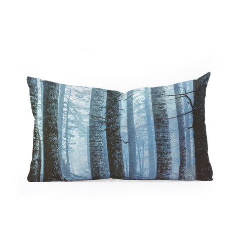 Nature Magick Blue Wanderlust Forest Fog Oblong Throw Pillow
