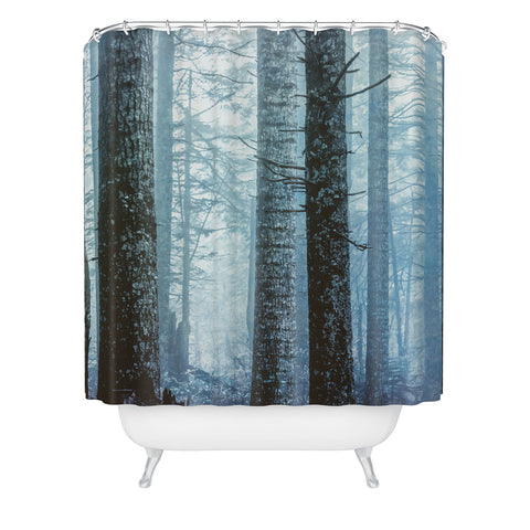 Nature Magick Blue Wanderlust Forest Fog Shower Curtain