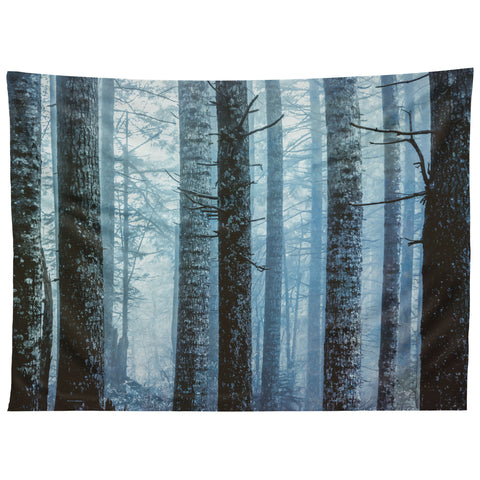 Nature Magick Blue Wanderlust Forest Fog Tapestry