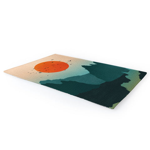 Nature Magick Emerald River Teal Sunset Area Rug