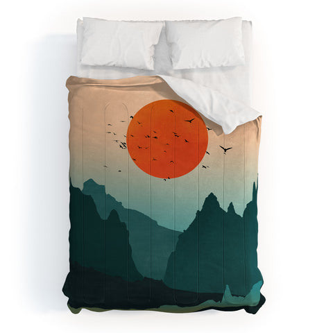 Nature Magick Emerald River Teal Sunset Comforter