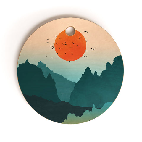 Nature Magick Emerald River Teal Sunset Cutting Board Round