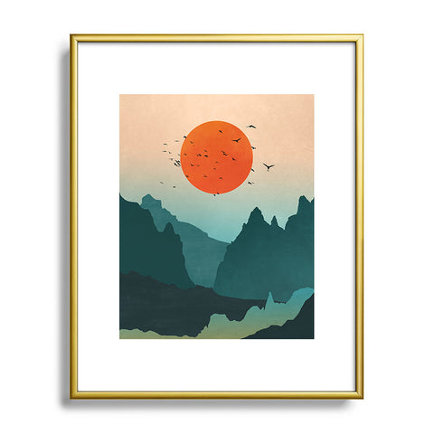 Nature Magick Emerald River Teal Sunset Metal Framed Art Print