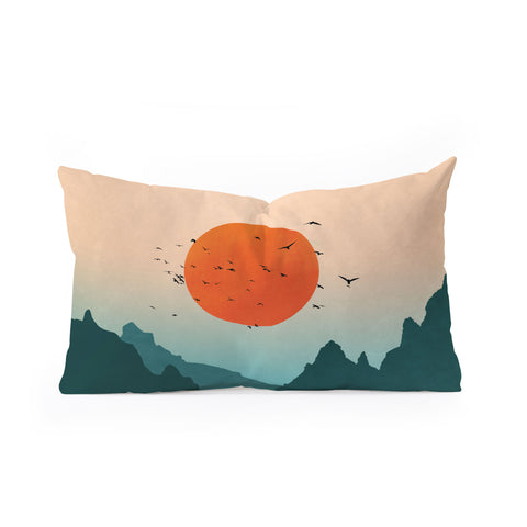 Nature Magick Emerald River Teal Sunset Oblong Throw Pillow