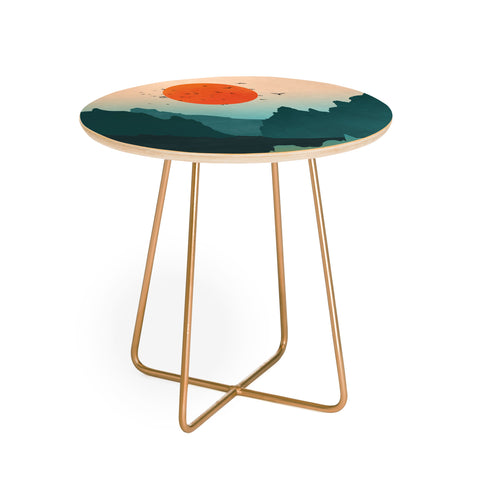 Nature Magick Emerald River Teal Sunset Round Side Table