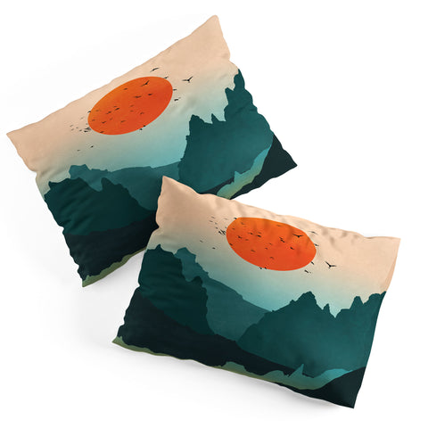 Nature Magick Emerald River Teal Sunset Pillow Shams