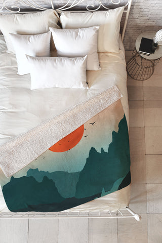 Nature Magick Emerald River Teal Sunset Fleece Throw Blanket