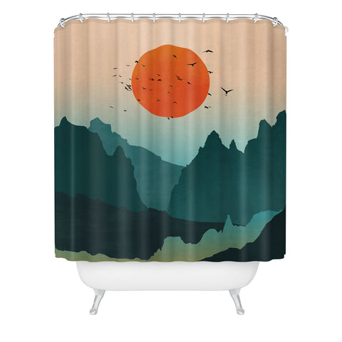 Nature Magick Emerald River Teal Sunset Shower Curtain