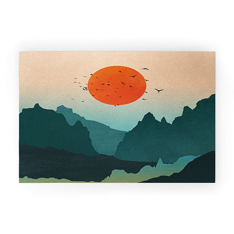 Nature Magick Emerald River Teal Sunset Welcome Mat