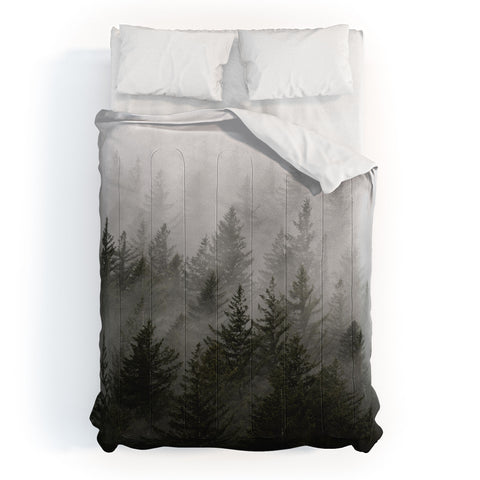 Nature Magick Foggy Fir Forest Fantasy Comforter