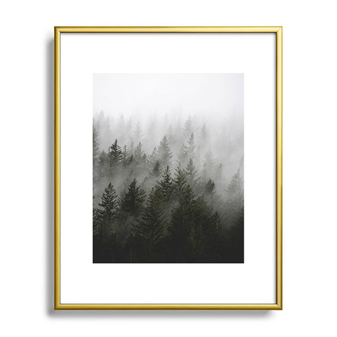 Nature Magick Foggy Fir Forest Fantasy Metal Framed Art Print