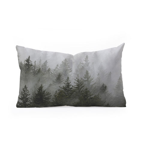 Nature Magick Foggy Fir Forest Fantasy Oblong Throw Pillow