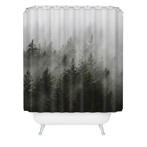 Nature Magick Foggy Fir Forest Fantasy Shower Curtain