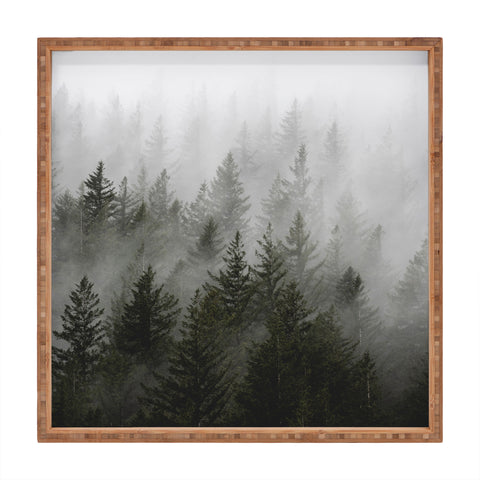 Nature Magick Foggy Fir Forest Fantasy Square Tray