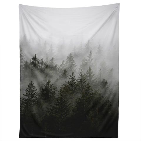 Nature Magick Foggy Fir Forest Fantasy Tapestry