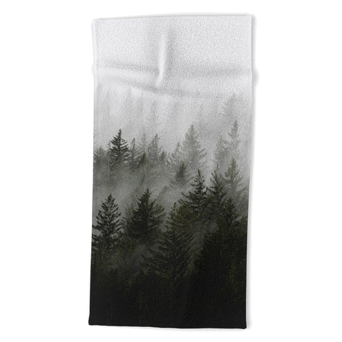 Nature Magick Foggy Fir Forest Fantasy Beach Towel