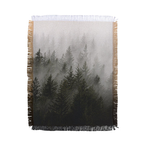 Nature Magick Foggy Fir Forest Fantasy Throw Blanket
