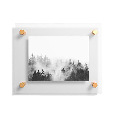 Nature Magick Foggy Trees Black and White Floating Acrylic Print